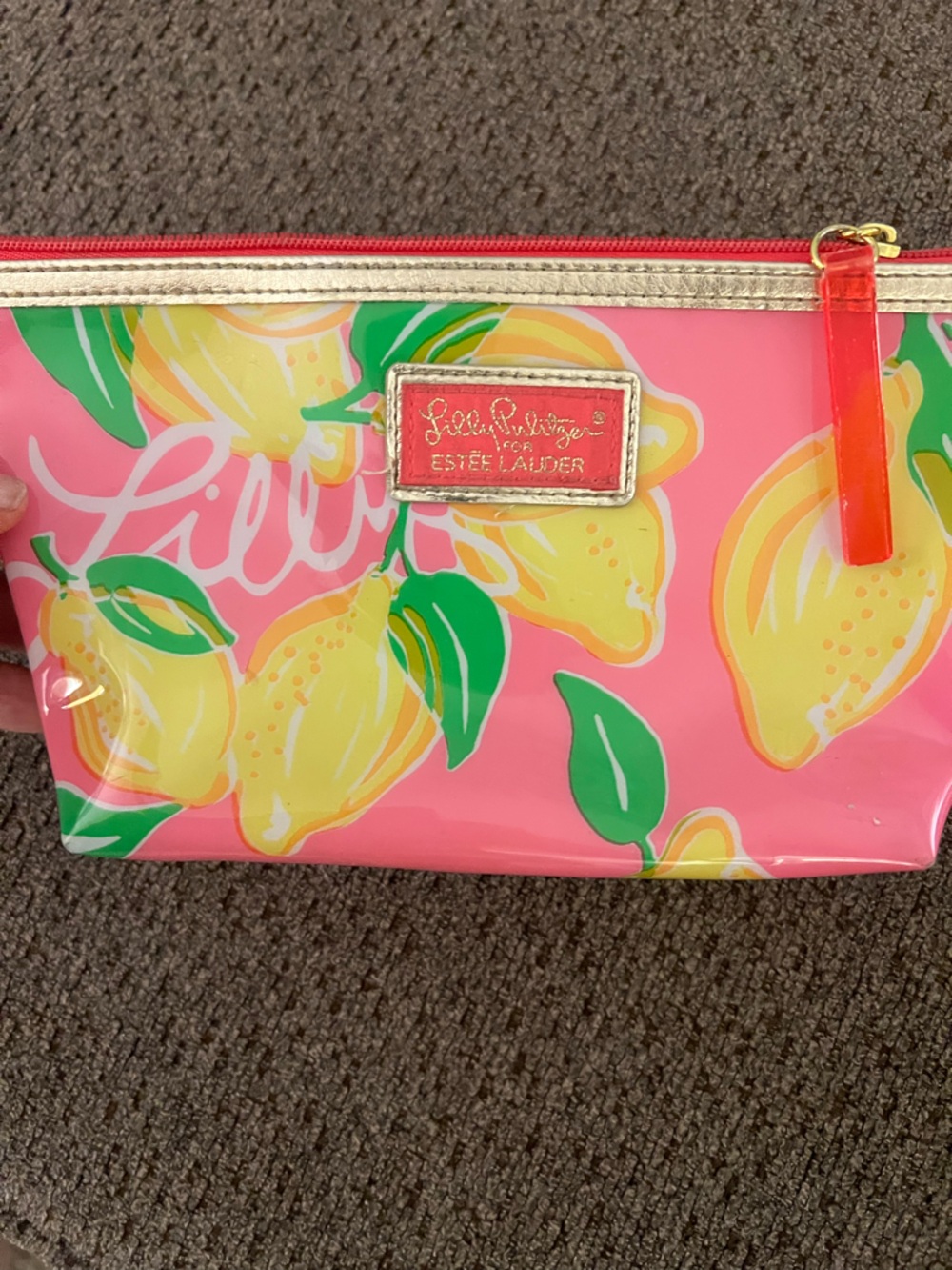 Lilly Pulitzer Pink Lemon Print Cosmetic Pouch